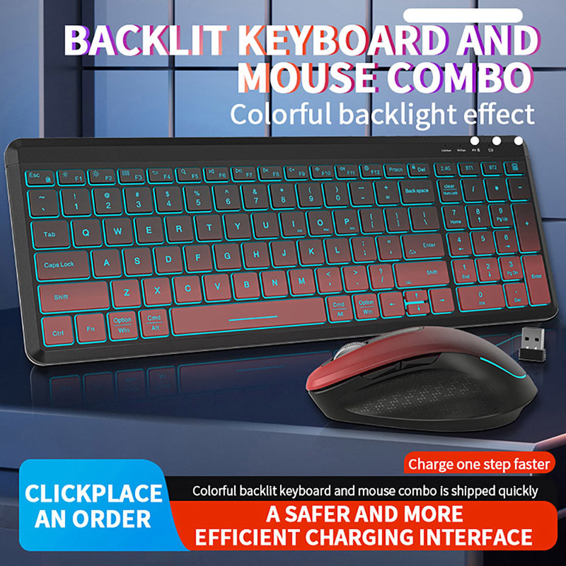 RGB Backlit Silent Wireless Ke - огляд і ціна Gaming Keyboard And Mouse Combo